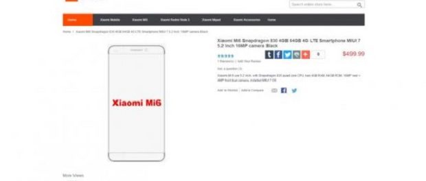 Новый флагман Xiaomi Mi6 засветился в web-сети