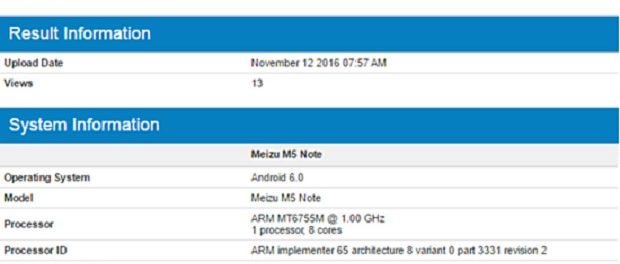 В web-сети интернет появились спецификации Meizu M5 Note