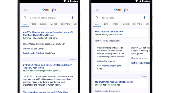 Компания Google добавила фактчек в новостной агрегатор и поисковик