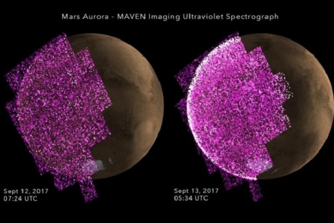 NASA показало самое мощное в истории сияние на Марсе