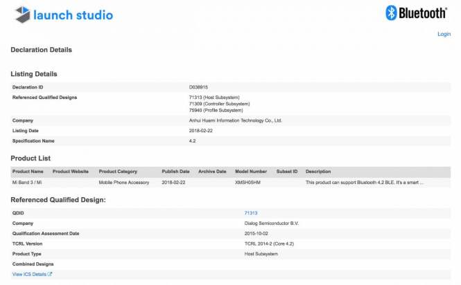Xiaomi Mi Band 3 прошел Bluetooth-сертификацию