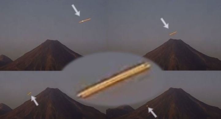 Яркий НЛО спускается на склон вулкана Колима
