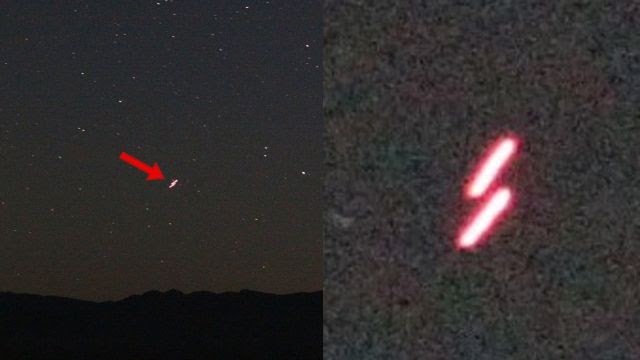 Предполагаемый НЛО парит в ночном небе над Зоной 51