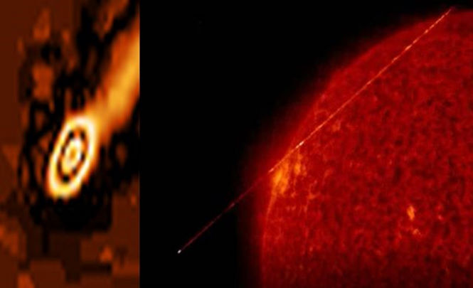 Свидетельства того, что инопланетный космический корабль стрелял огромным лучом в Солнце