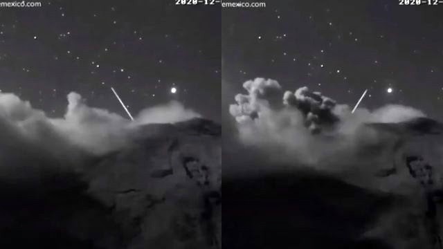 Веб-камера в реальном времени снимает два НЛО, заходящих в вулкан Попокатепетль, Мексика