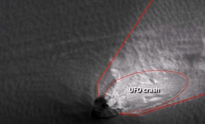 Место крушения НЛО на Марсе, космический корабль пришельцев шириной 190 метров