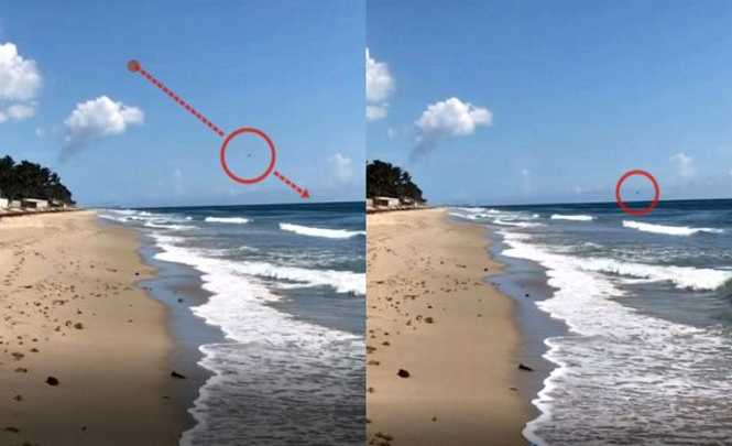Объект с большой скоростью падает в океан возле пляжа Лантана, Флорида.