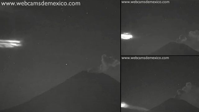 Странный свет опускается возле вулкана Попокатепетль (видео)