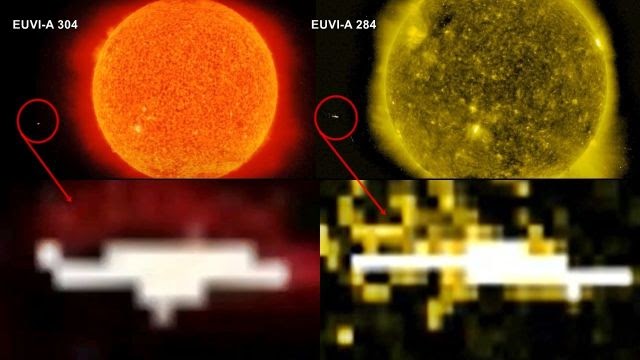 Массивный космический корабль, замечен двумя спутниками НАСА возле Солнца