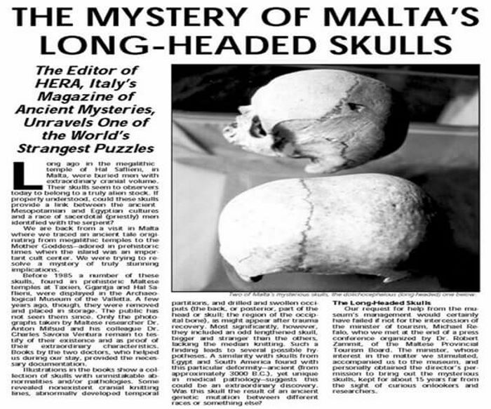 Раса гномов с удлиненными черепами обнаружена в древнем храме на Мальте
