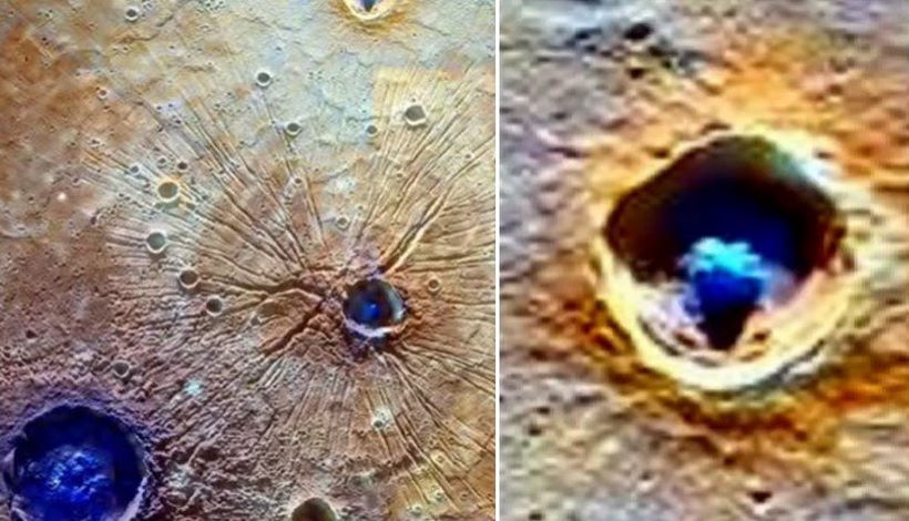 Астрономы нашли голубые пирамидальные структуры в кратерах Меркурия