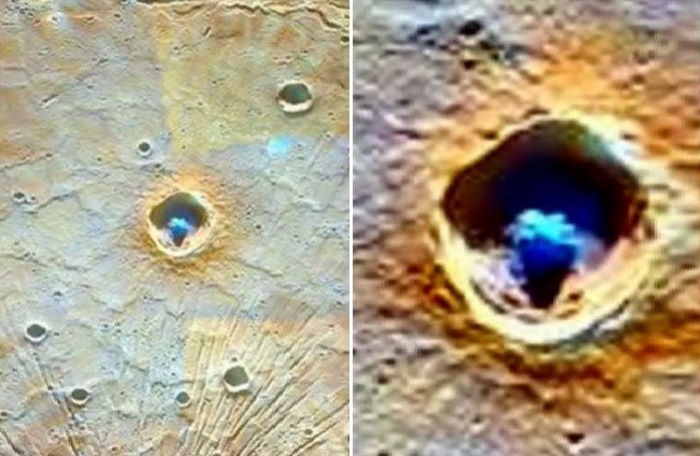 Астрономы нашли голубые пирамидальные структуры в кратерах Меркурия