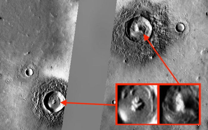 Исследователь обнаружил изображения искусственных построек на Марсе.