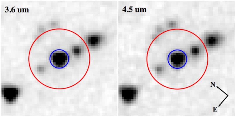 Инфракрасные снимки белого карлика 1054–226, сделанные телескопом «Спитцер». Фото: Jay Farihi et al. / Ежемесячные уведомления Королевского астрономического общества, 2022