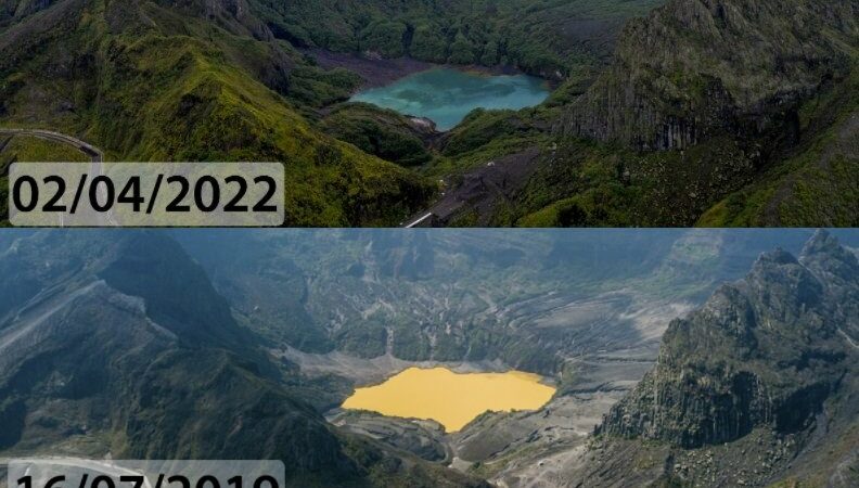 Вулканическое озеро Келуд дымит и пузырится, меняет цвет и может выделять токсичные газы (видео и фото)