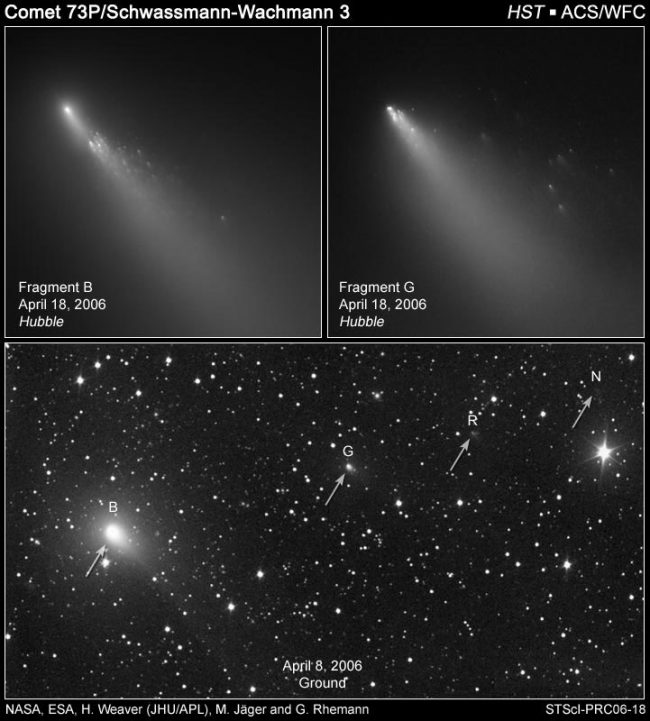 Метеоритный дождь – Тау Геркулиды. Его родительская комета — 73P-Schwassmann-Wachmann 3, она же SW3.