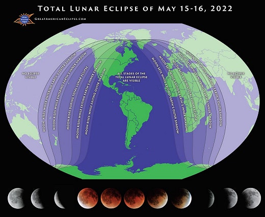 лунное затмение 15-16 мая 2022 года