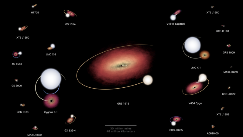 Видео НАСА показывает 22 рентгеновские двойные системы с подтвержденными черными дырами