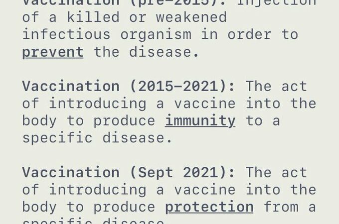 Сокрытие вакцины C19: Центры по контролю и профилактике заболеваний изменили определения вакцины, вакцинации, а ВОЗ изменила определение коллективного иммунитета