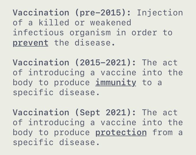 Сокрытие вакцины C19: Центры по контролю и профилактике заболеваний изменили определения вакцины, вакцинации, а ВОЗ изменила определение коллективного иммунитета