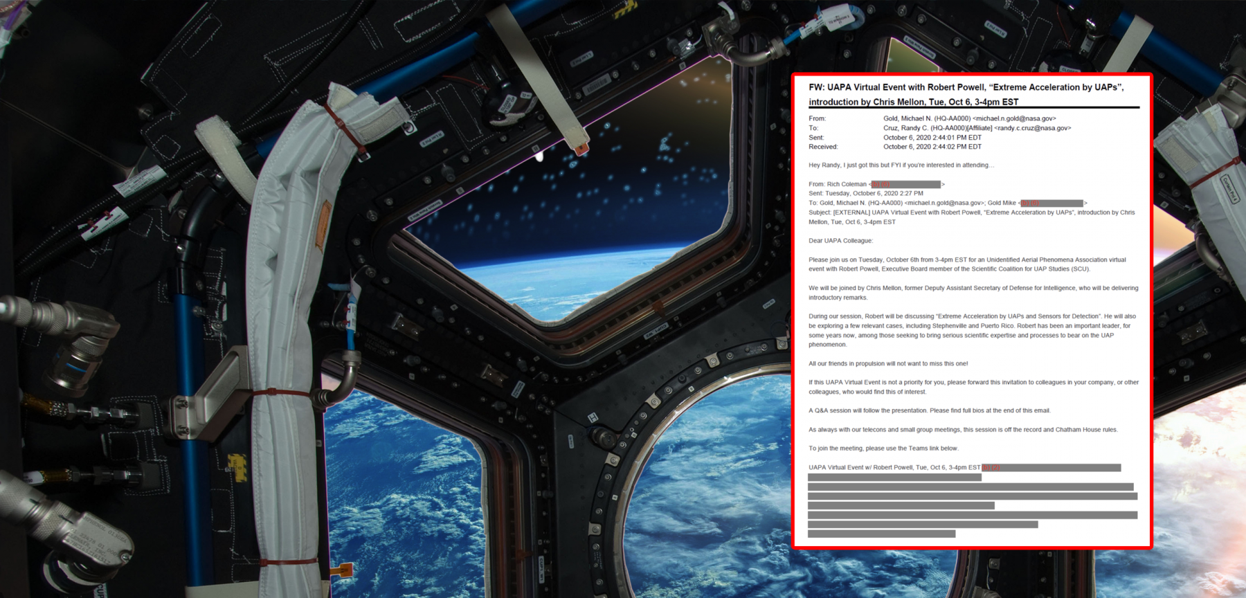 Запрос FOIA раскрывает внутреннюю электронную почту НАСА о UAP и НЛО