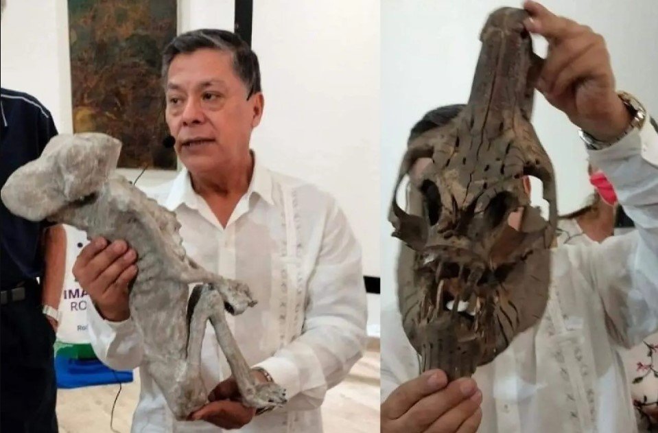 Мексиканский ученый обнаружил инопланетную мумию и огромный инопланетный череп