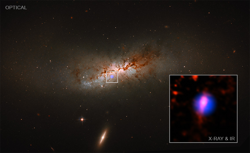 Астрономы увидели, как маленькая галактика доставила черную дыру в другую галактику