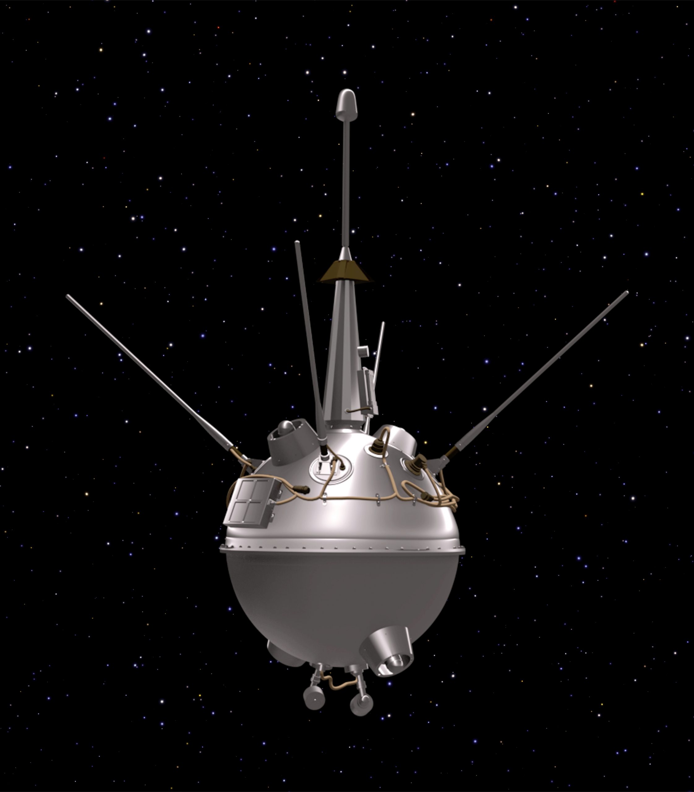 Иллюстрация зонда Луна-2. Изображение предоставлено: НАСА/NSSDCA.