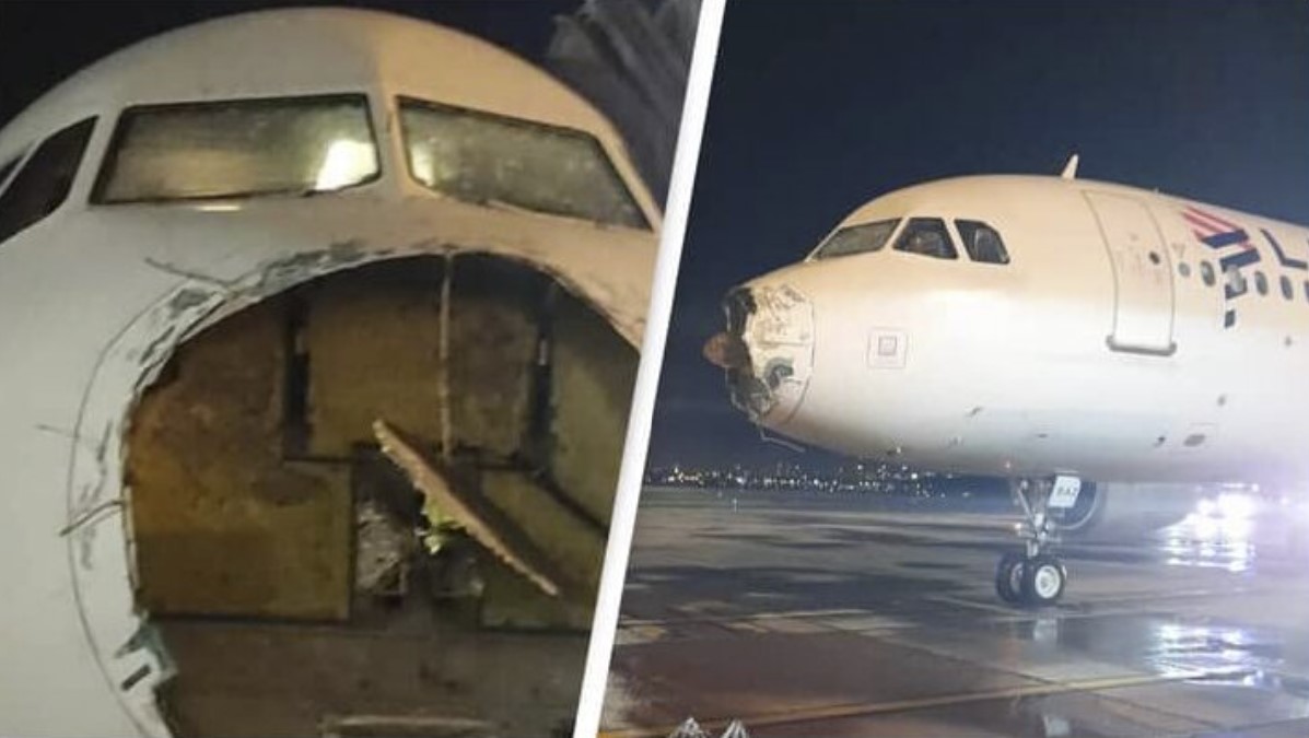 Ужасно!  В Парагвае сильный град разбил нос самолета (фото и видео)