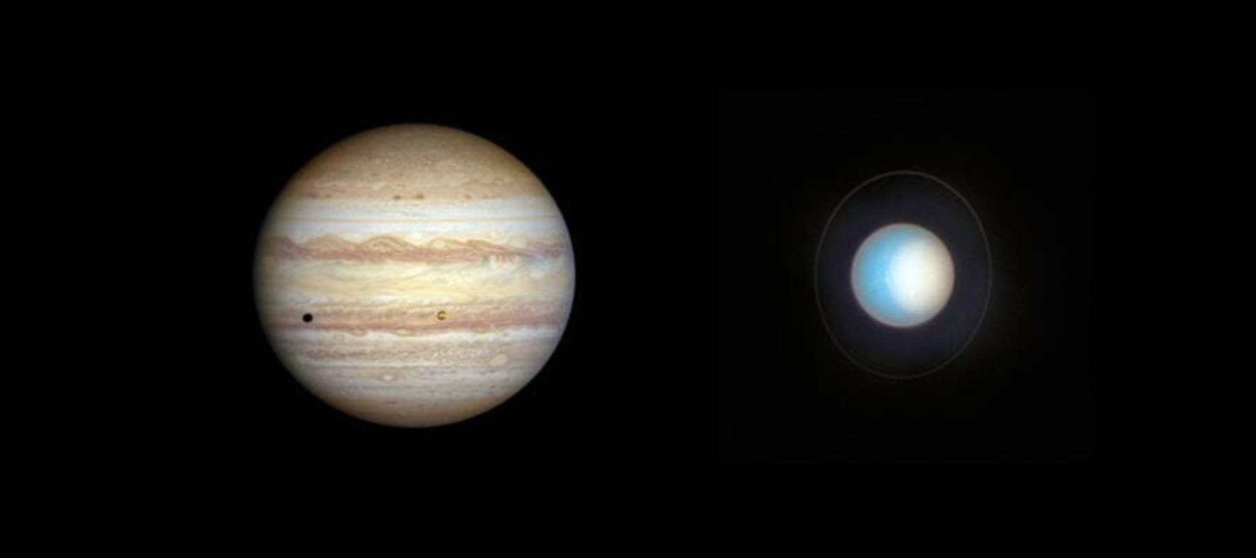 Космический телескоп Хаббл показал потрясающую межпланетную погоду на Юпитере и Уране