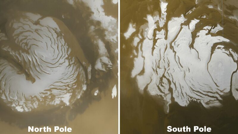 Разгадана пятидесятилетняя загадка медленного течения полярного льда на Марсе