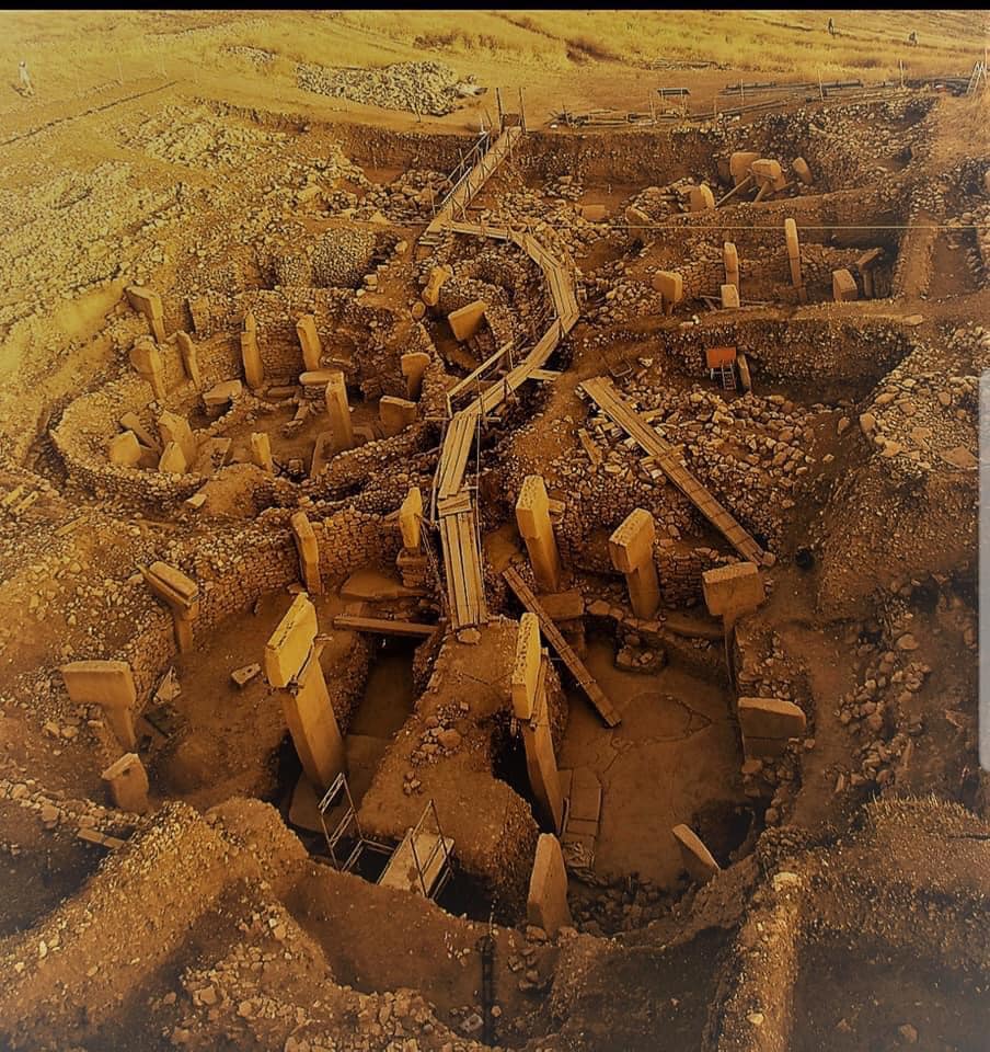 An aerial photograph of the stone circles at Göbekli Tepe.