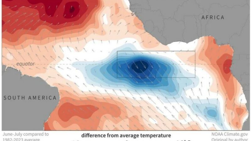 Большой участок Атлантического океана вблизи экватора охлаждается с рекордной скоростью – и ученые не могут понять, почему