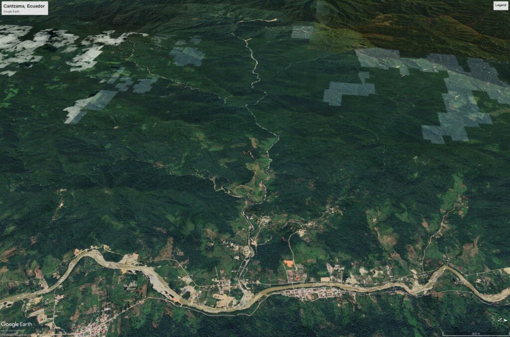Google Earth image of Cantzama in Ecuador.